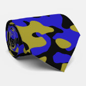 Blauwe camouflage in goud en zwart stropdas (Opgerold)