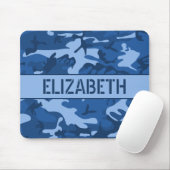 Blauwe camouflage monogrammed muismat (Met muis)