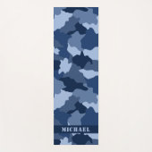 Blauwe Camouflage Patroon Monogram Naam Yogamat (Voorkant)