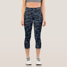 Blauwe Camouflage Pattern Capri Leggings