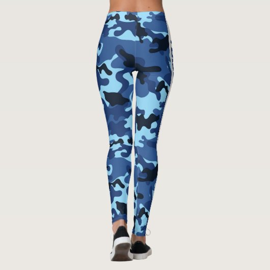 Blauwe camouflage PERSONALISEREN Leggings (Achterkant)