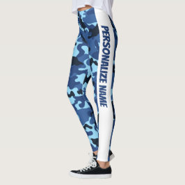 Blauwe camouflage PERSONALISEREN Leggings