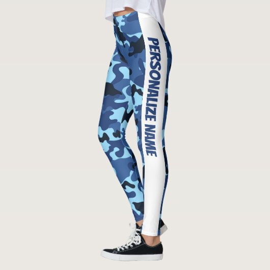 Blauwe camouflage PERSONALISEREN Leggings (Links)
