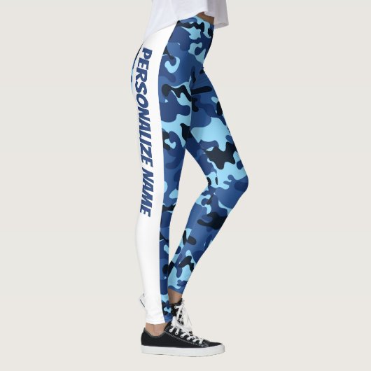 Blauwe camouflage PERSONALISEREN Leggings (Rechts)