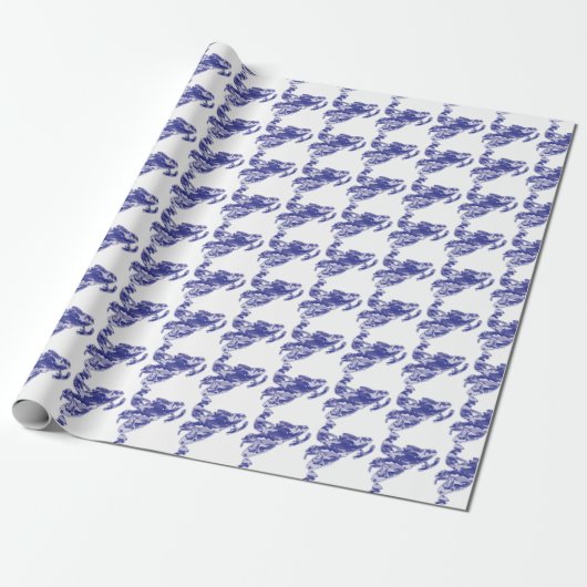 Blauwe Camouflage Snomobiler Cadeaupapier (Uitgerold)