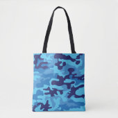 Blauwe Camouflage Stijlvolle Preppy Camo Carryall Tote Bag (Voorkant)