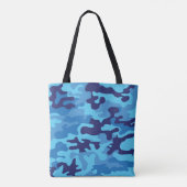 Blauwe Camouflage Stijlvolle Preppy Camo Carryall Tote Bag (Achterkant)