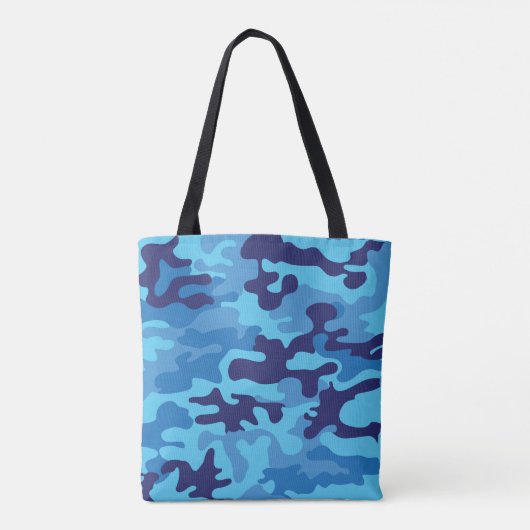 Blauwe Camouflage Stijlvolle Preppy Camo Carryall Tote Bag (Achterkant)