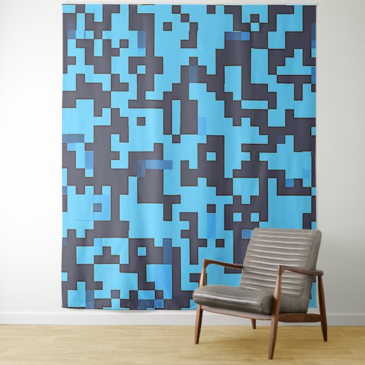 Blauwe camouflagewandtapijt wandkleed (In situ)