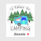 Blauwe Camper Sticker (Vel)