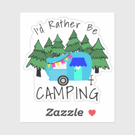 Blauwe Camper Sticker (Vel)