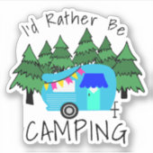Blauwe  Camper Sticker (Voorkant)