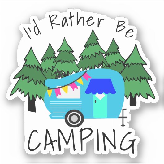 Blauwe Camper Sticker (Voorkant)