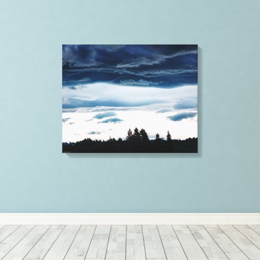 Blauwe Candy Floss Wolken : Nieuw-Zeeland Canvas Afdruk (Insitu (Houten vloer))