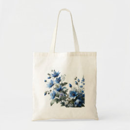Blauwe canvas tas bloemen