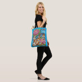 Blauwe Canvas tas met Oranje Koi Fish Pencil Art (Op model)