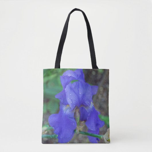 Blauwe Canvas tas van irisbloem (Voorkant)