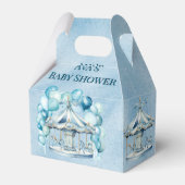 Blauwe Carrousel met Boogballonnen Boy Baby shower Bedankdoosjes (Voorkant Zijde)