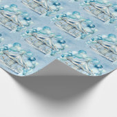 Blauwe Carrousel met Boogballonnen Boy Baby shower Cadeaupapier (Hoek)