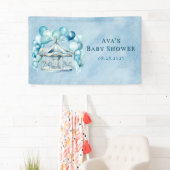 Blauwe Carrousel met Boogballonnen Boy Baby shower Spandoek (Insitu)