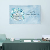 Blauwe Carrousel met Boogballonnen Boy Baby shower Spandoek (Beurs)