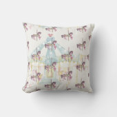 Blauwe carrousel met paardenkussen kussen (Voorkant)