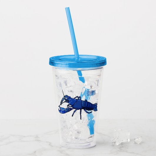 Blauwe cartoon acryl drinkbeker (Voorkant ijs)