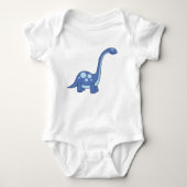 Blauwe Cartoon Apatosaurua Dinosaur-Baby, één stuk Romper (Voorkant)