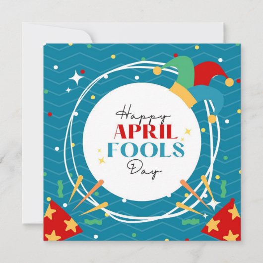 Blauwe Cartoon April Fools Day Feestdagenkaart (Voorkant)
