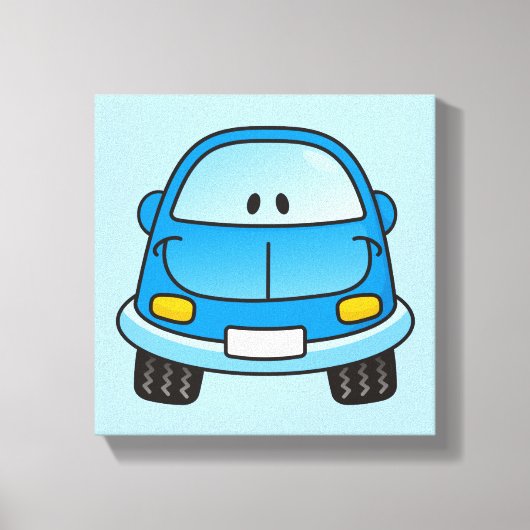 Blauwe cartoon auto canvas afdruk (Voorkant)