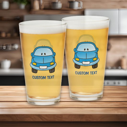 Blauwe Cartoon Auto Glas