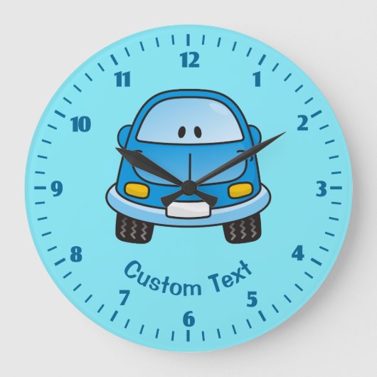 Blauwe Cartoon Auto Grote Klok (Voorkant)