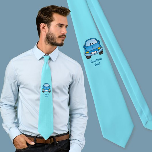Blauwe cartoon auto halsdoek stropdas