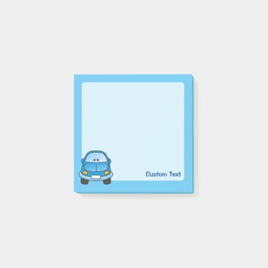 Blauwe Cartoon Auto Post-it® Notes (Voorkant)