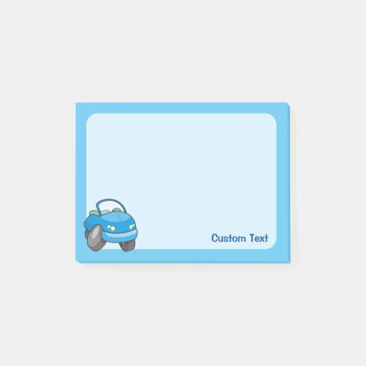 Blauwe Cartoon Auto Post-it® Notes (Voorkant)