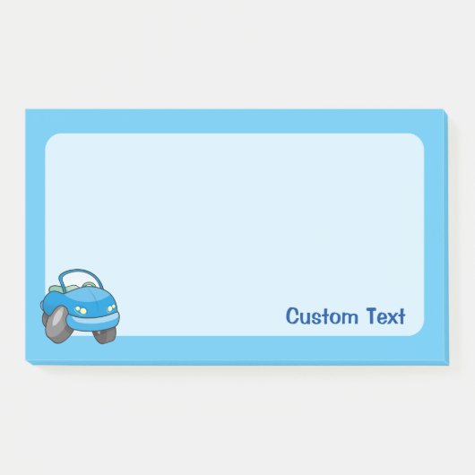 Blauwe Cartoon Auto Post-it® Notes (Voorkant)