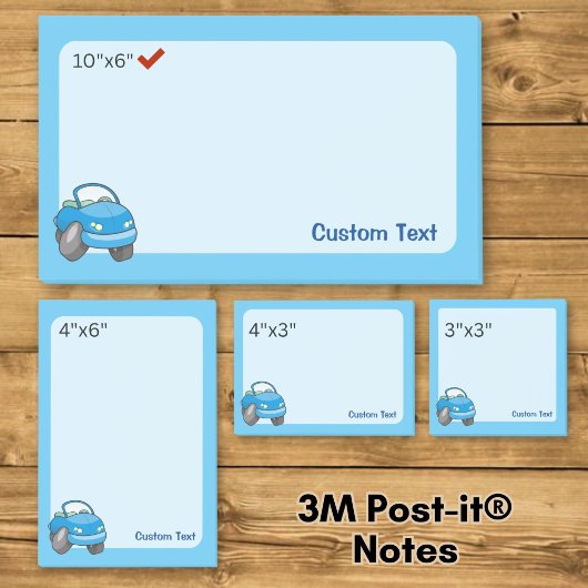 Blauwe Cartoon Auto Post-it® Notes
