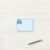 Blauwe cartoon auto post-it® notes (Op bureau)
