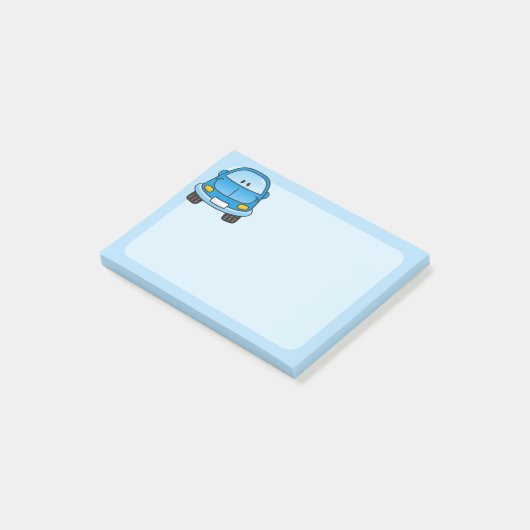 Blauwe cartoon auto post-it® notes (Schuin)