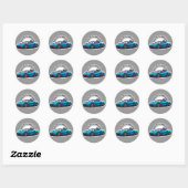 Blauwe Cartoon Auto Ronde Sticker (Vel)