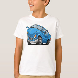 Blauwe Cartoon Auto T-shirt