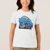 Blauwe Cartoon Auto Tri-Blend Shirt (Voorkant)