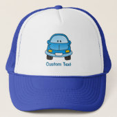 Blauwe cartoon auto trucker hoed pet (Voorkant)