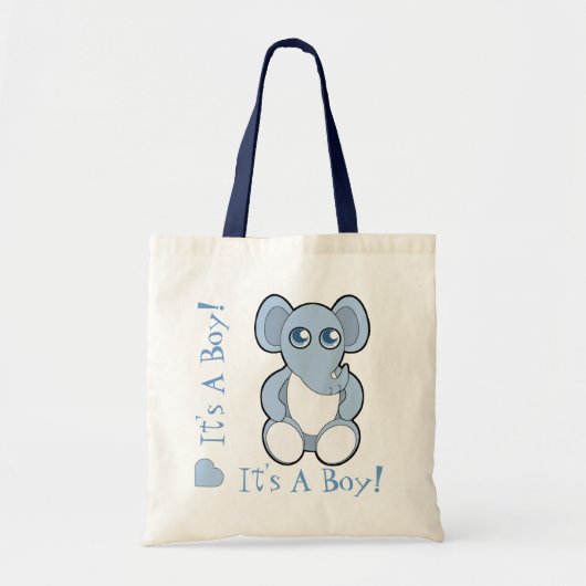 Blauwe Cartoon Baby Elephant New mammagebag Tote Bag (Voorkant)