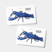 Blauwe cartoon badge (Voor- en achterkant)