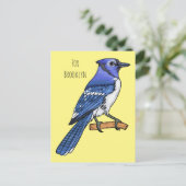 Blauwe cartoon briefkaart (Staand voorkant)