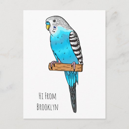 Blauwe cartoon briefkaart (Voorkant)