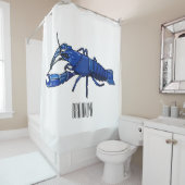 Blauwe cartoon douchegordijn (In situ)
