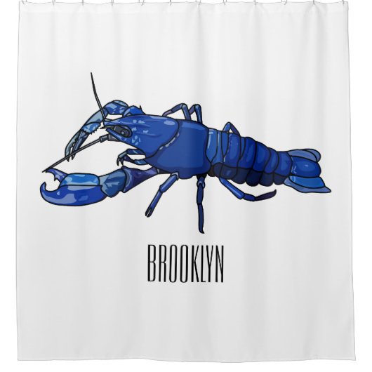 Blauwe cartoon douchegordijn (Voorkant)