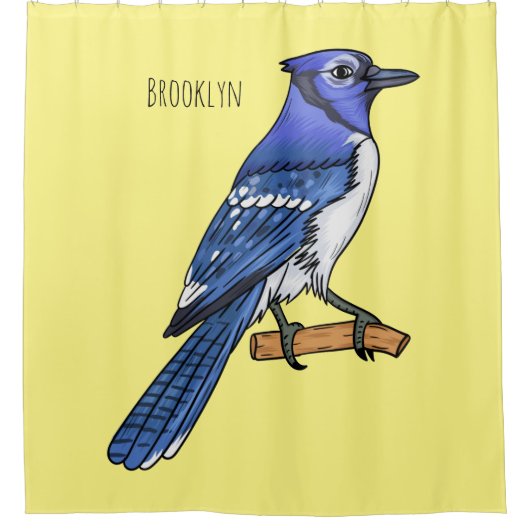 Blauwe cartoon douchegordijn (Voorkant)